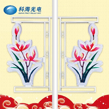 led蘭花燈造型燈節日 裝飾戶外路燈桿塑料大紅燈籠廠家批發